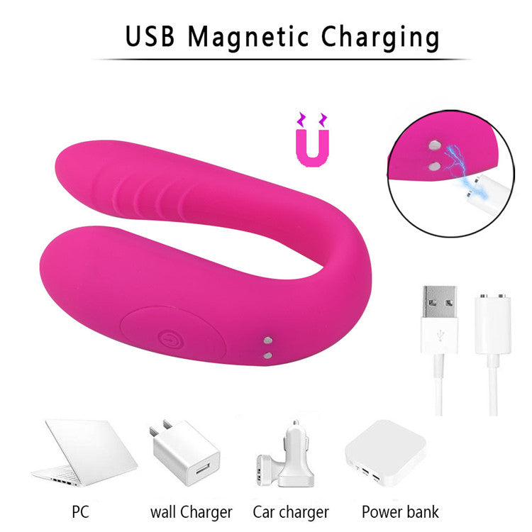 Medical Silicone 10 Speeds Vibration USB Rechargeable Couple Double Head Vibrator AVG105