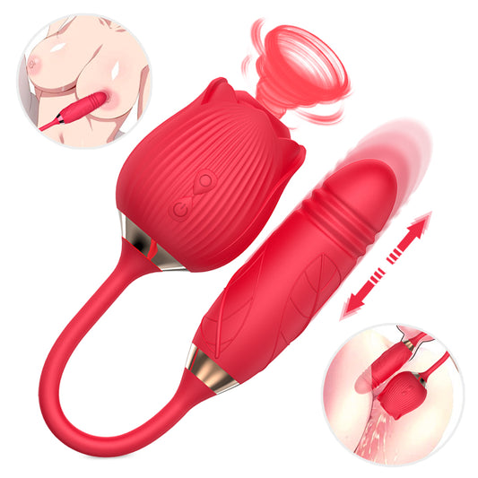 Rose Shape Vagina Sucking Vibrator Intimate Good Nipple Sucker Oral Licking Clitoris Stimulation Powerful Sex Toys for Women MGH2F