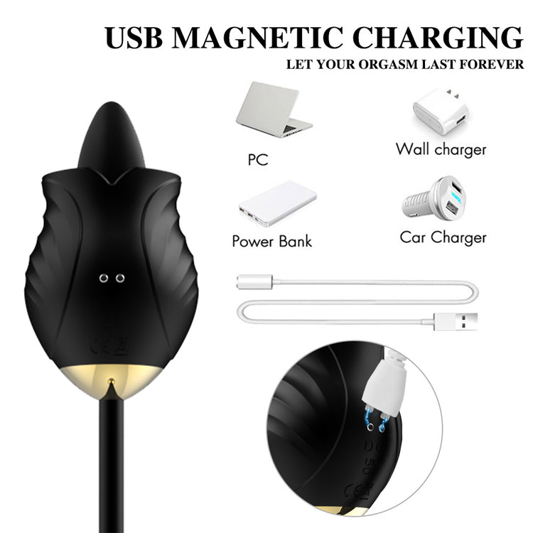 Black Rose Shape Vagina Sucking Vibrator Intimate Good Nipple Sucker Oral Licking Clitoris Stimulation Powerful Sex Toys for Women MGH6F